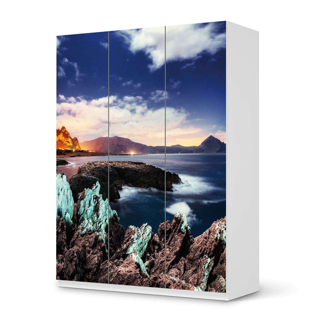 Folie für Möbel Seaside - IKEA Pax Schrank 201 cm Höhe - 3 Türen - weiss