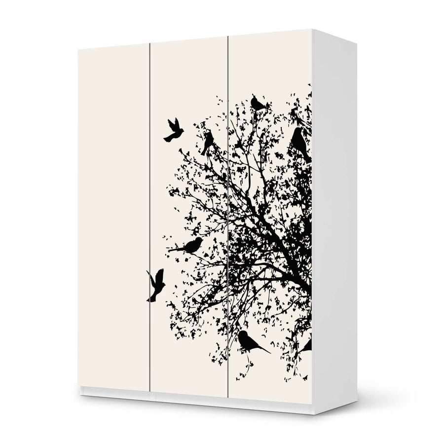 Folie für Möbel Tree and Birds 2 - IKEA Pax Schrank 201 cm Höhe - 3 Türen - weiss