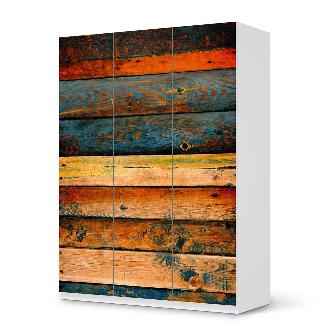 Folie für Möbel Wooden - IKEA Pax Schrank 201 cm Höhe - 3 Türen - weiss
