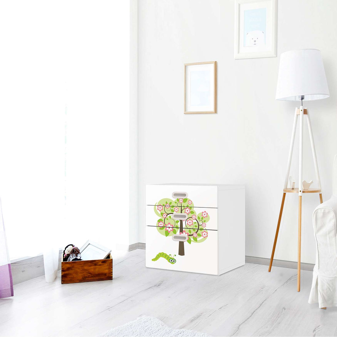 Folie für Möbel Blooming Tree - IKEA Stuva / Fritids Kommode - 3 Schubladen - Kinderzimmer