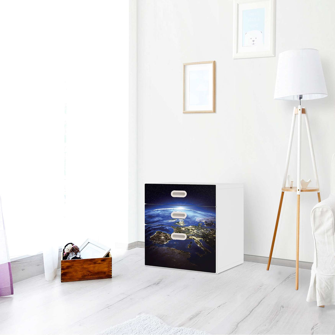 Folie für Möbel Earth View - IKEA Stuva / Fritids Kommode - 3 Schubladen - Kinderzimmer
