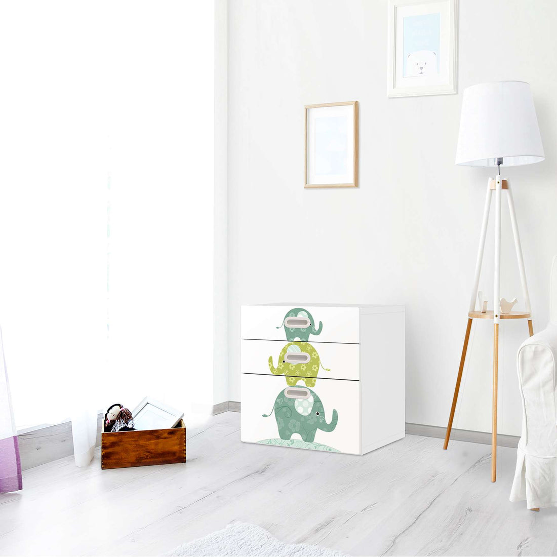 Folie für Möbel Elephants - IKEA Stuva / Fritids Kommode - 3 Schubladen - Kinderzimmer