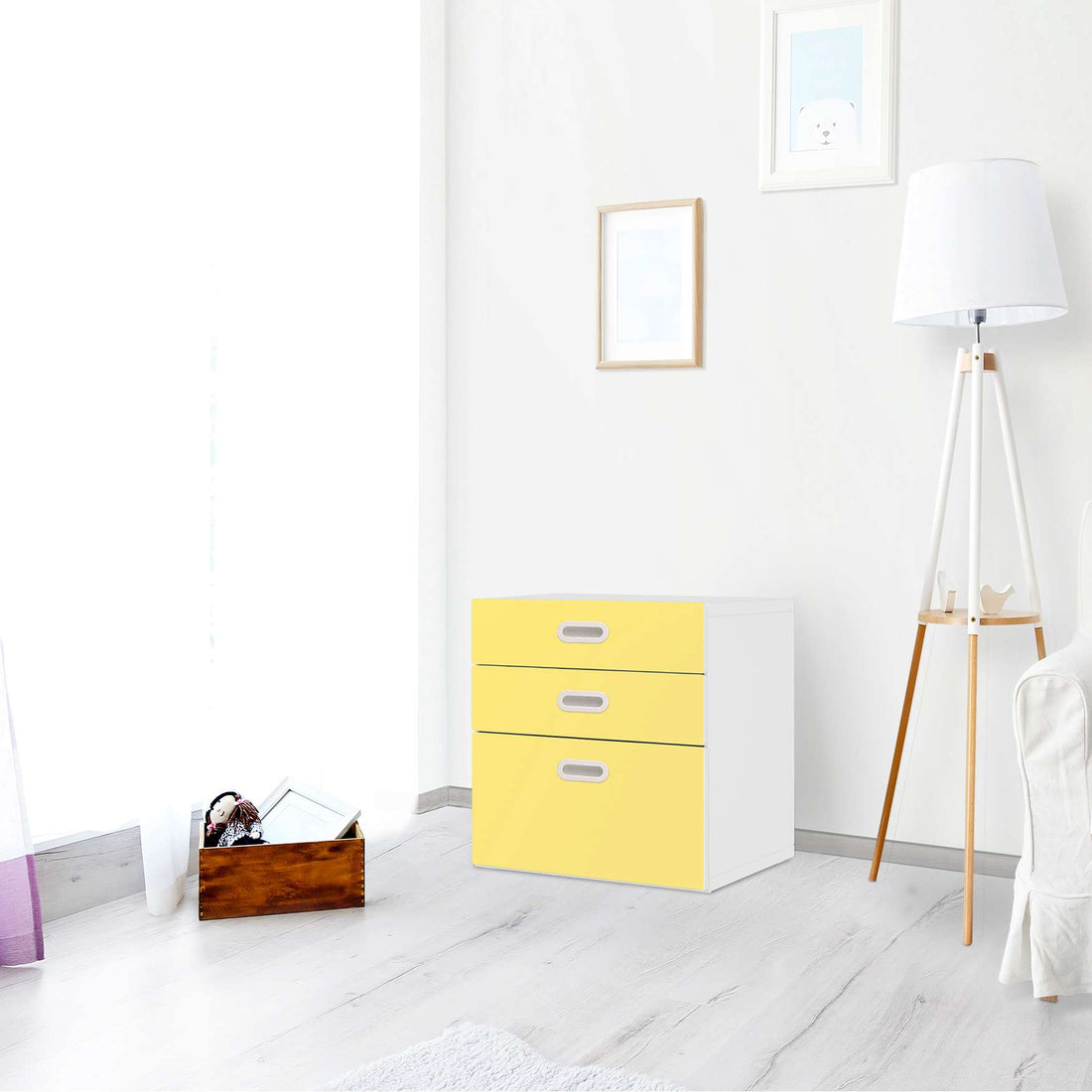 Folie für Möbel Gelb Light - IKEA Stuva / Fritids Kommode - 3 Schubladen - Kinderzimmer