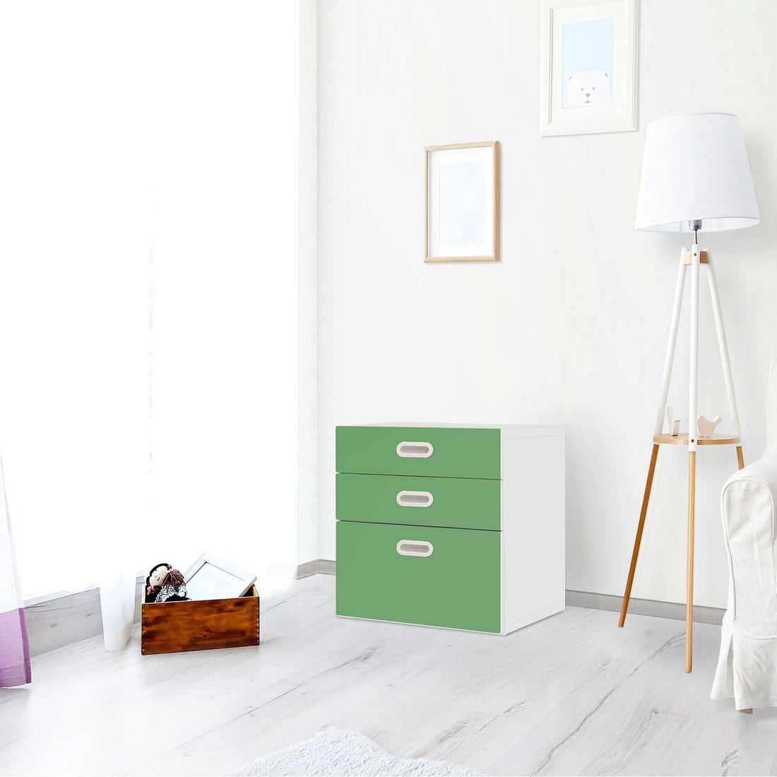Folie für Möbel Grün Light - IKEA Stuva / Fritids Kommode - 3 Schubladen - Kinderzimmer