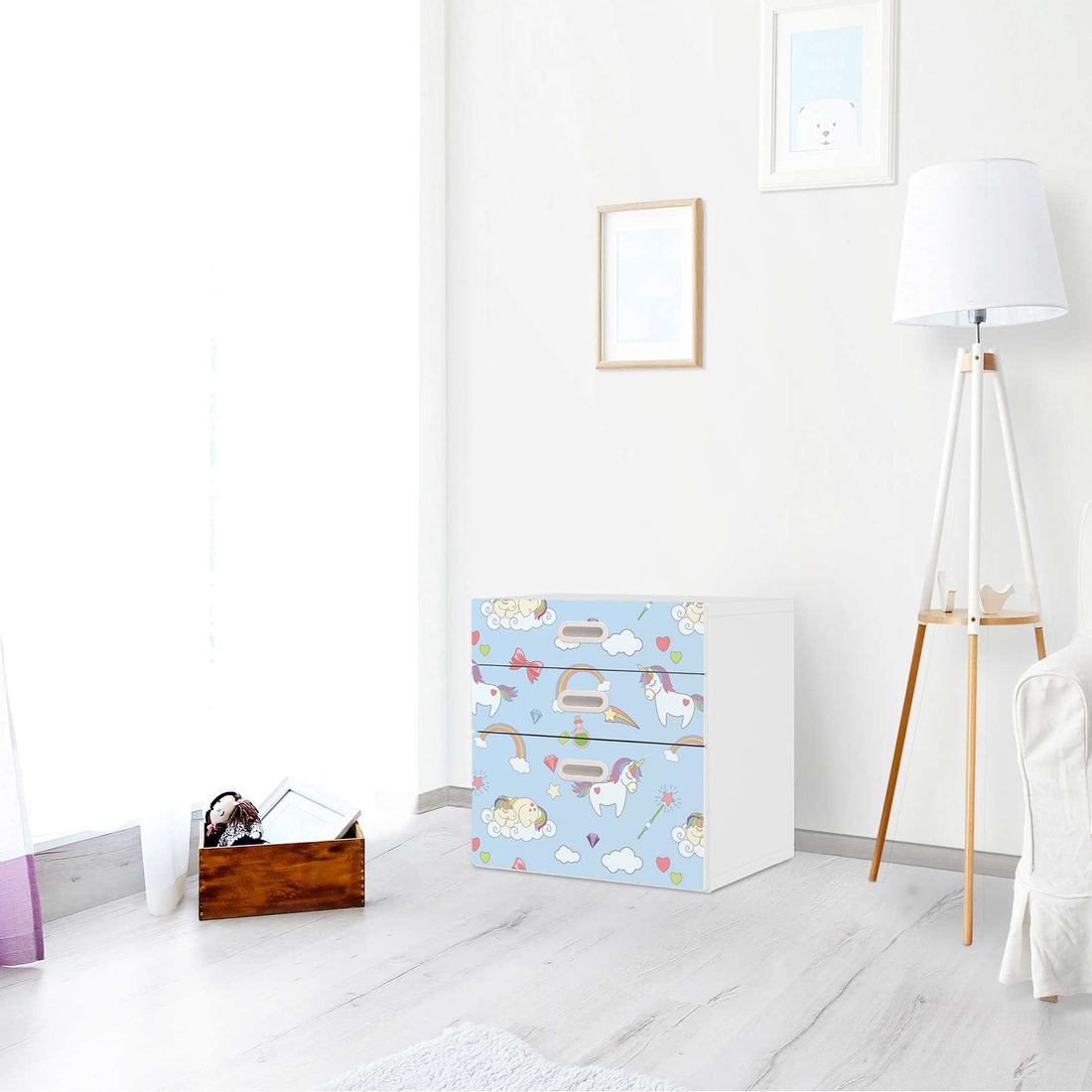 Folie für Möbel Rainbow Unicorn - IKEA Stuva / Fritids Kommode - 3 Schubladen - Kinderzimmer