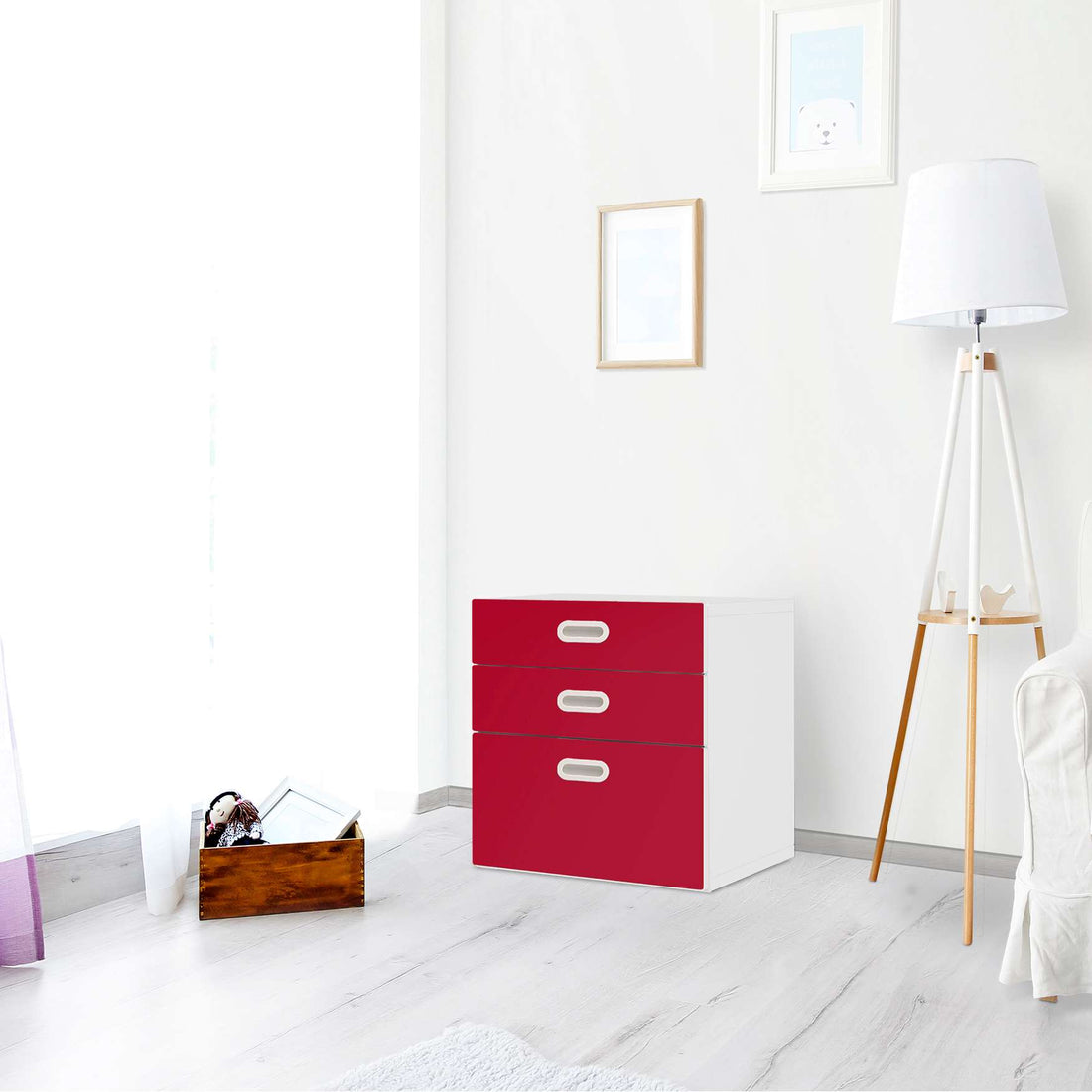 Folie für Möbel Rot Dark - IKEA Stuva / Fritids Kommode - 3 Schubladen - Kinderzimmer