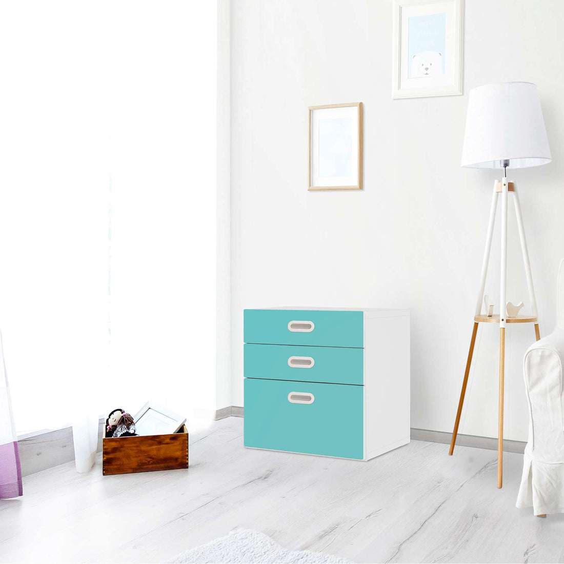 Folie für Möbel Türkisgrün Light - IKEA Stuva / Fritids Kommode - 3 Schubladen - Kinderzimmer