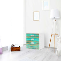 Folie für Möbel Wooden Aqua - IKEA Stuva / Fritids Kommode - 3 Schubladen - Kinderzimmer