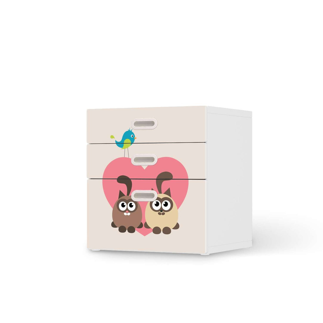 Folie für Möbel Cats Heart - IKEA Stuva / Fritids Kommode - 3 Schubladen  - weiss