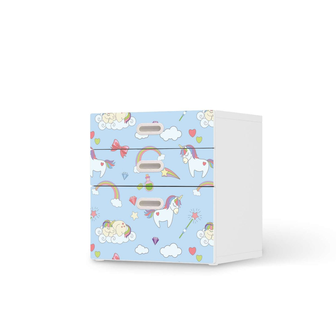 Folie für Möbel Rainbow Unicorn - IKEA Stuva / Fritids Kommode - 3 Schubladen  - weiss