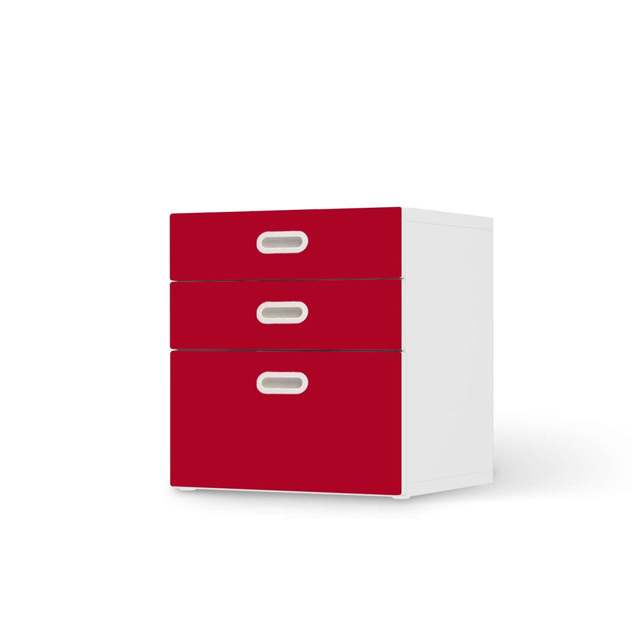 Folie für Möbel Rot Dark - IKEA Stuva / Fritids Kommode - 3 Schubladen  - weiss