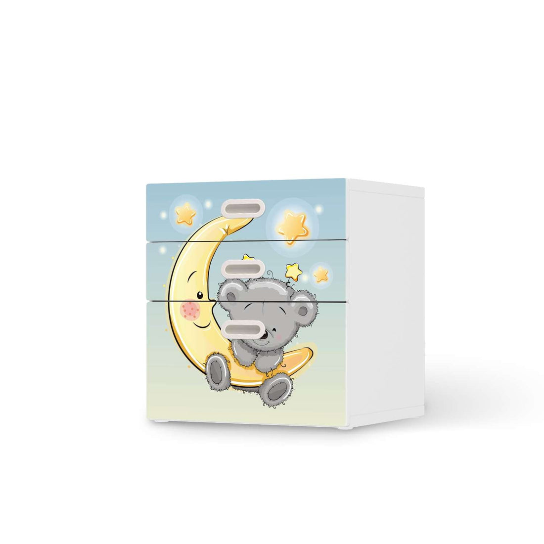 Folie für Möbel Teddy und Mond - IKEA Stuva / Fritids Kommode - 3 Schubladen  - weiss