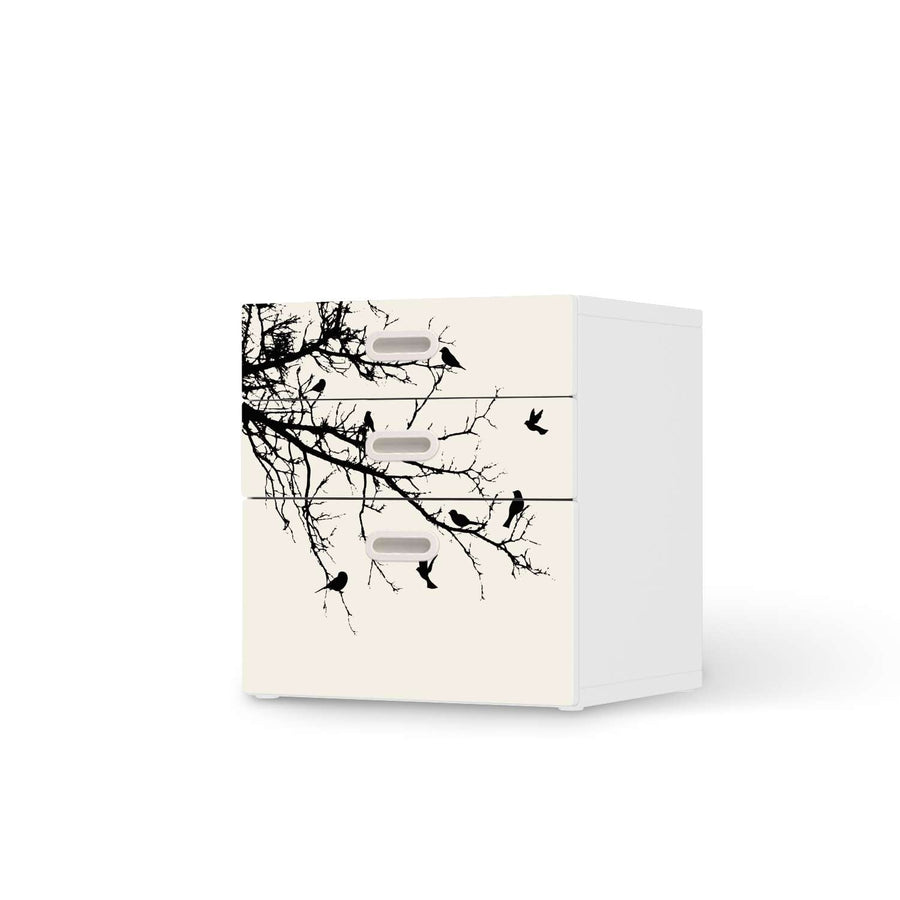 Folie für Möbel Tree and Birds 1 - IKEA Stuva / Fritids Kommode - 3 Schubladen  - weiss