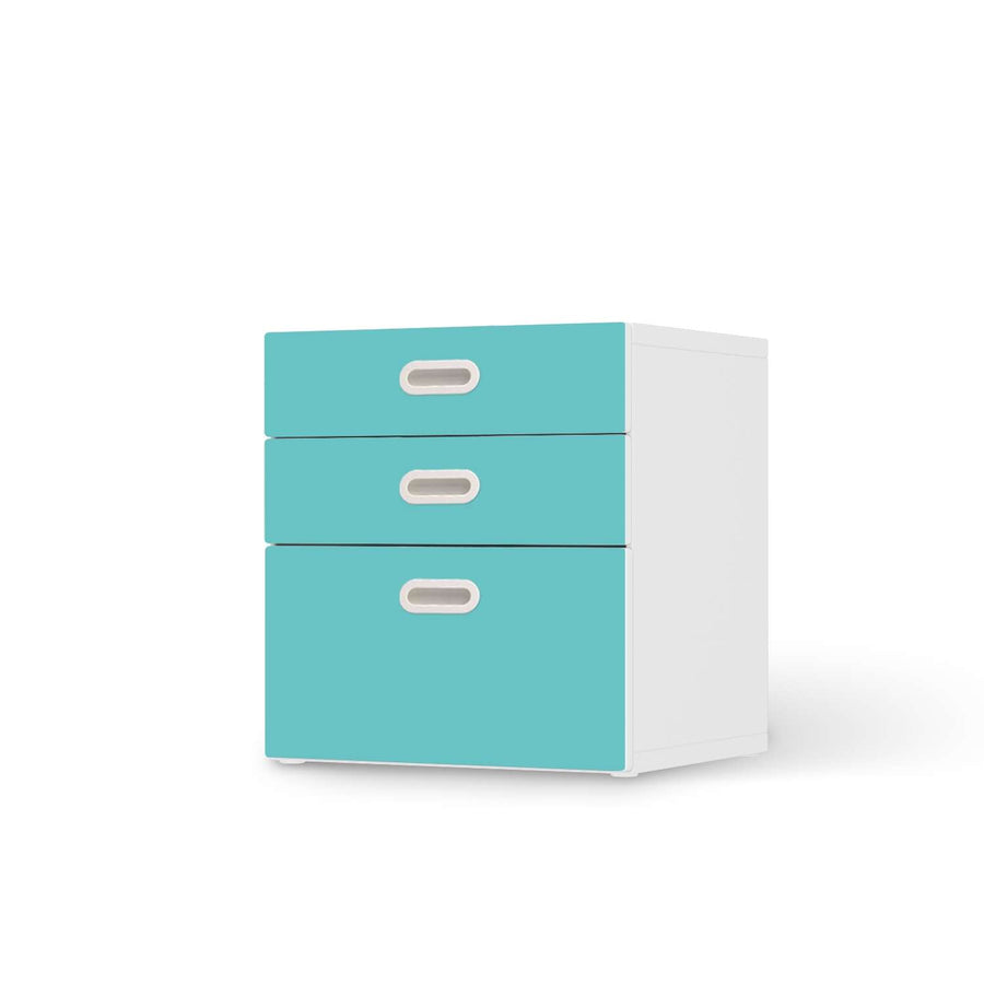 Folie für Möbel Türkisgrün Light - IKEA Stuva / Fritids Kommode - 3 Schubladen  - weiss