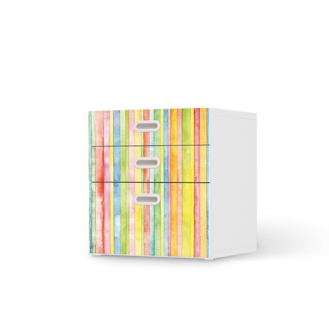 Folie für Möbel Watercolor Stripes - IKEA Stuva / Fritids Kommode - 3 Schubladen  - weiss