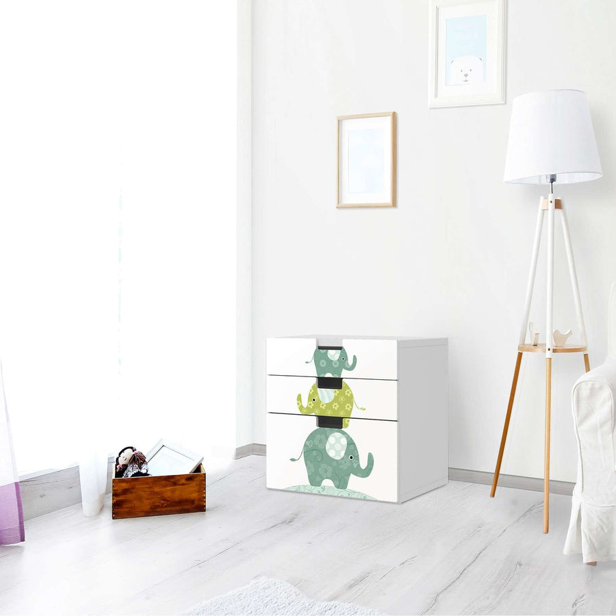 Folie für Möbel Elephants - IKEA Stuva Kommode - 3 Schubladen (Kombination 1) - Kinderzimmer