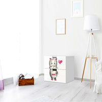 Folie für Möbel Nilpferd mit Herz - IKEA Stuva Kommode - 3 Schubladen (Kombination 1) - Kinderzimmer