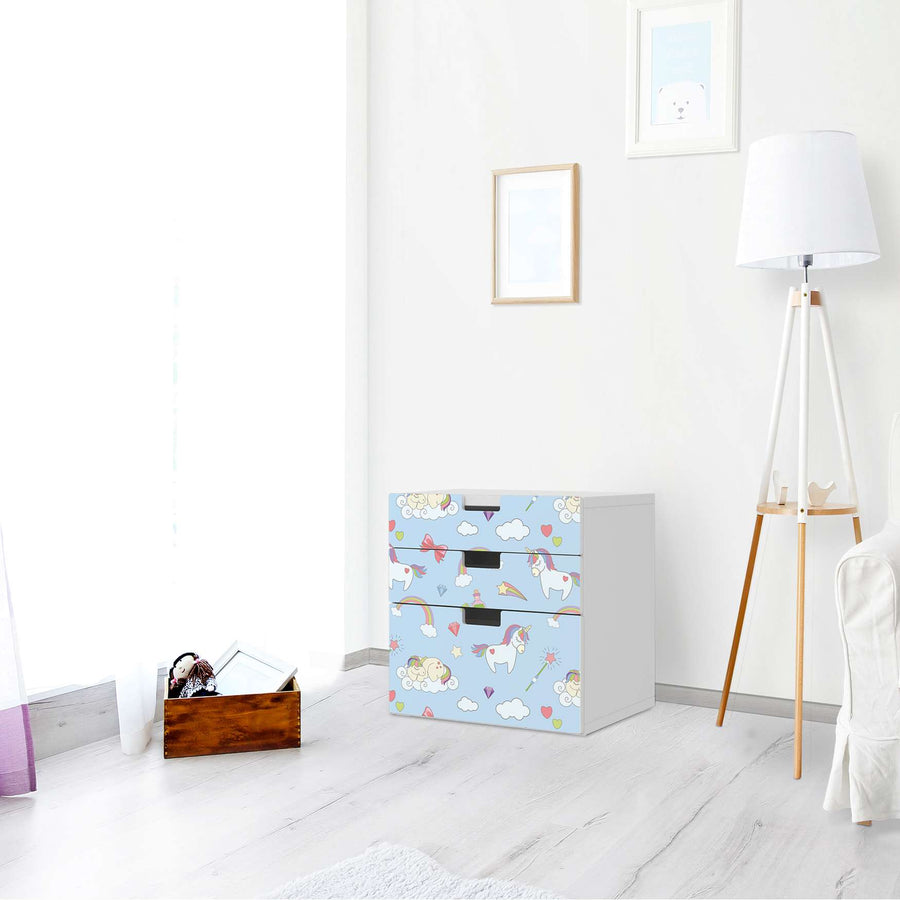 Folie für Möbel Rainbow Unicorn - IKEA Stuva Kommode - 3 Schubladen (Kombination 1) - Kinderzimmer