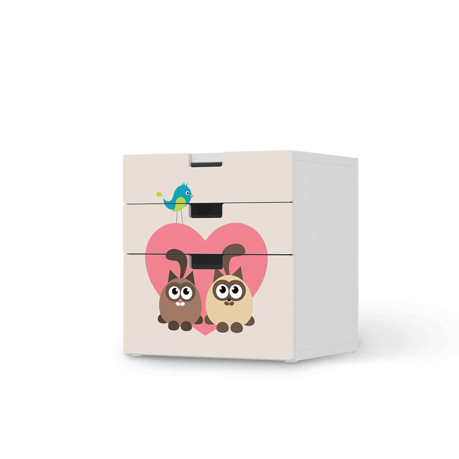Folie für Möbel Cats Heart - IKEA Stuva Kommode - 3 Schubladen (Kombination 1)  - weiss