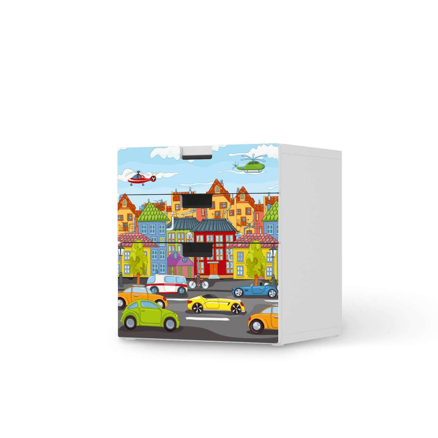 Folie für Möbel City Life - IKEA Stuva Kommode - 3 Schubladen (Kombination 1)  - weiss