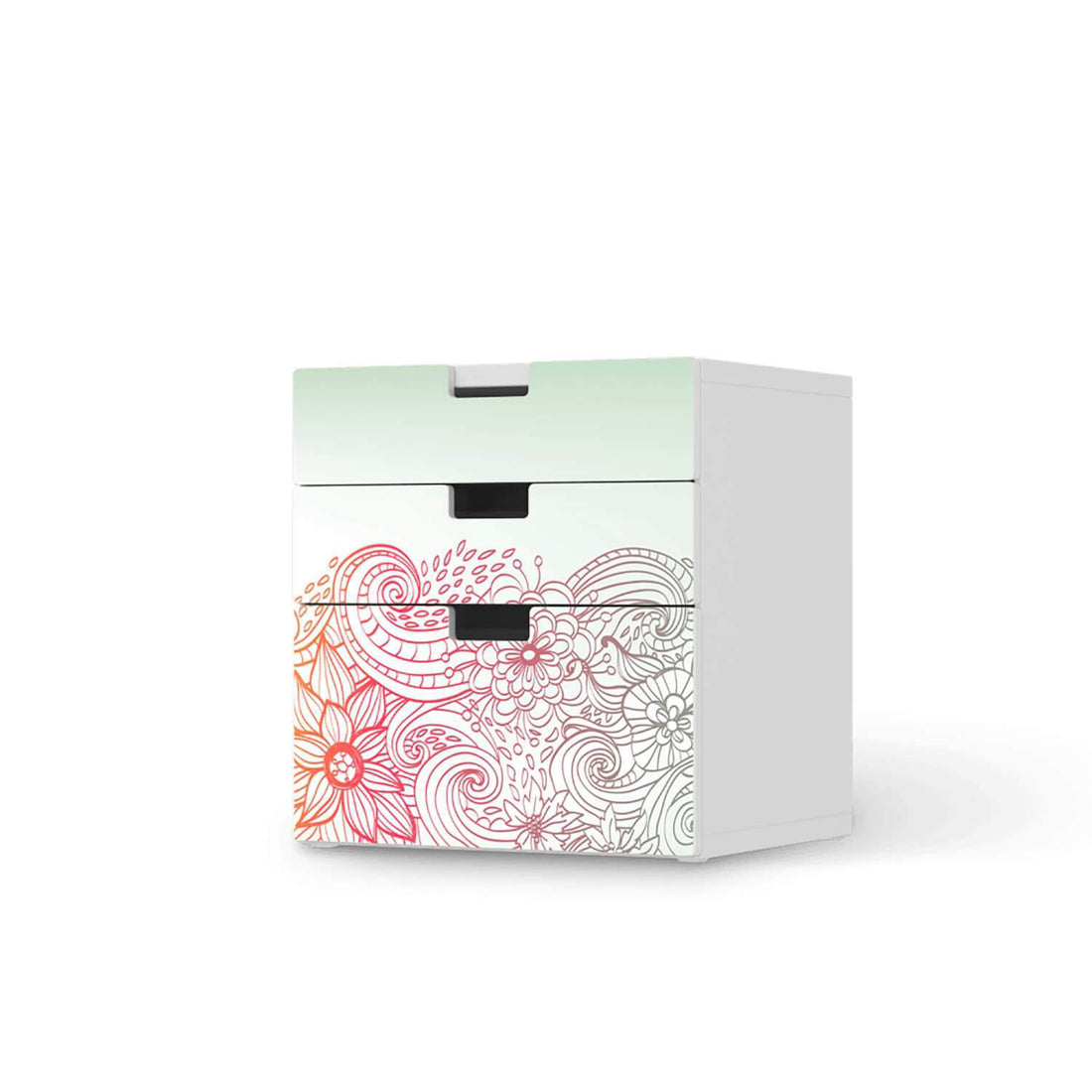 Folie für Möbel Floral Doodle - IKEA Stuva Kommode - 3 Schubladen (Kombination 1)  - weiss