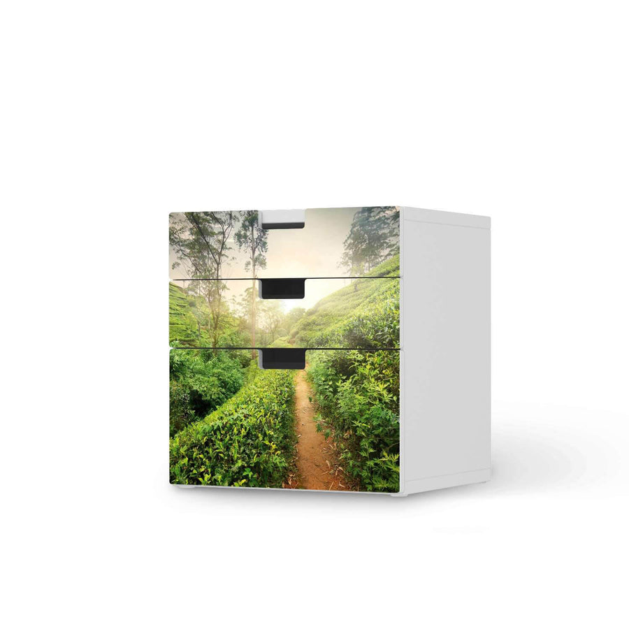 Folie für Möbel Green Tea Fields - IKEA Stuva Kommode - 3 Schubladen (Kombination 1)  - weiss