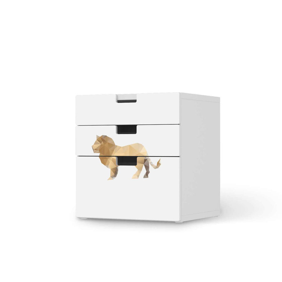 Folie für Möbel Origami Lion - IKEA Stuva Kommode - 3 Schubladen (Kombination 1)  - weiss