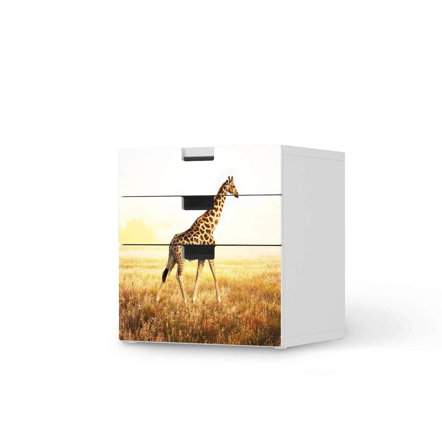 Folie für Möbel Savanna Giraffe - IKEA Stuva Kommode - 3 Schubladen (Kombination 1)  - weiss