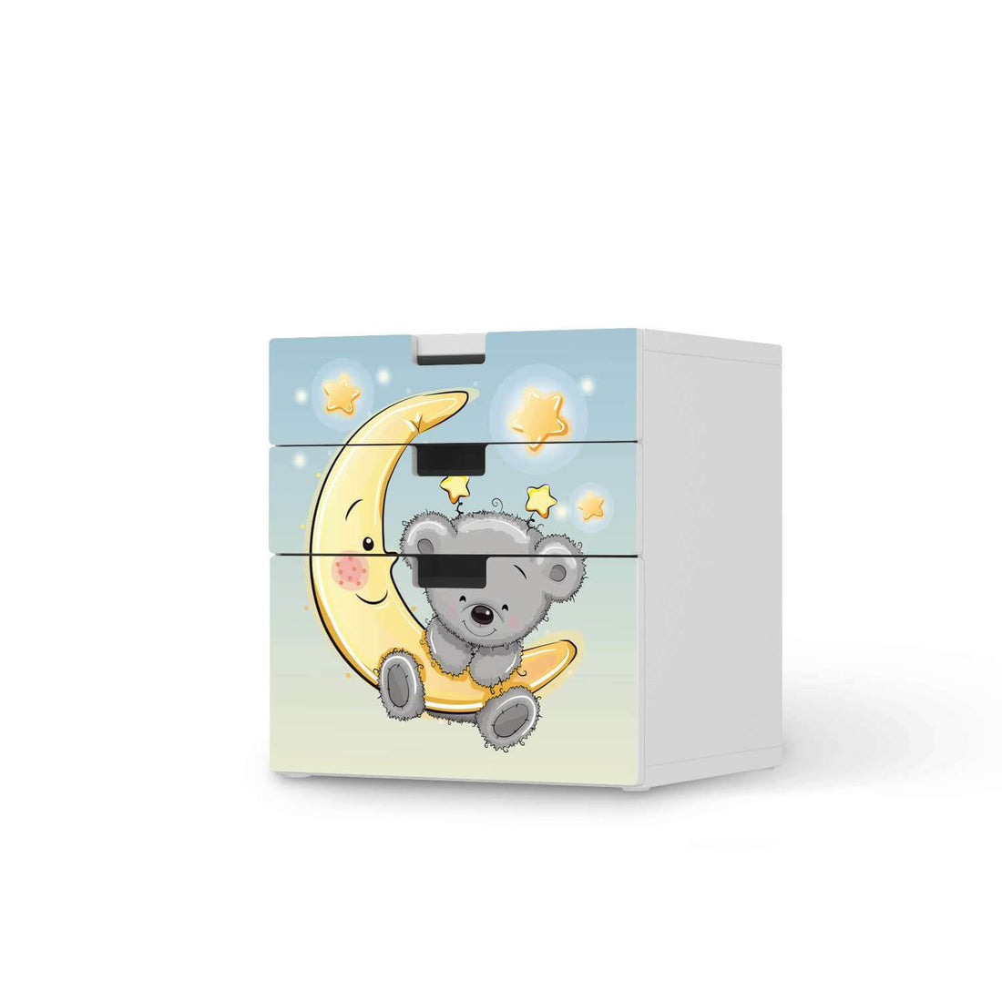 Folie für Möbel Teddy und Mond - IKEA Stuva Kommode - 3 Schubladen (Kombination 1)  - weiss