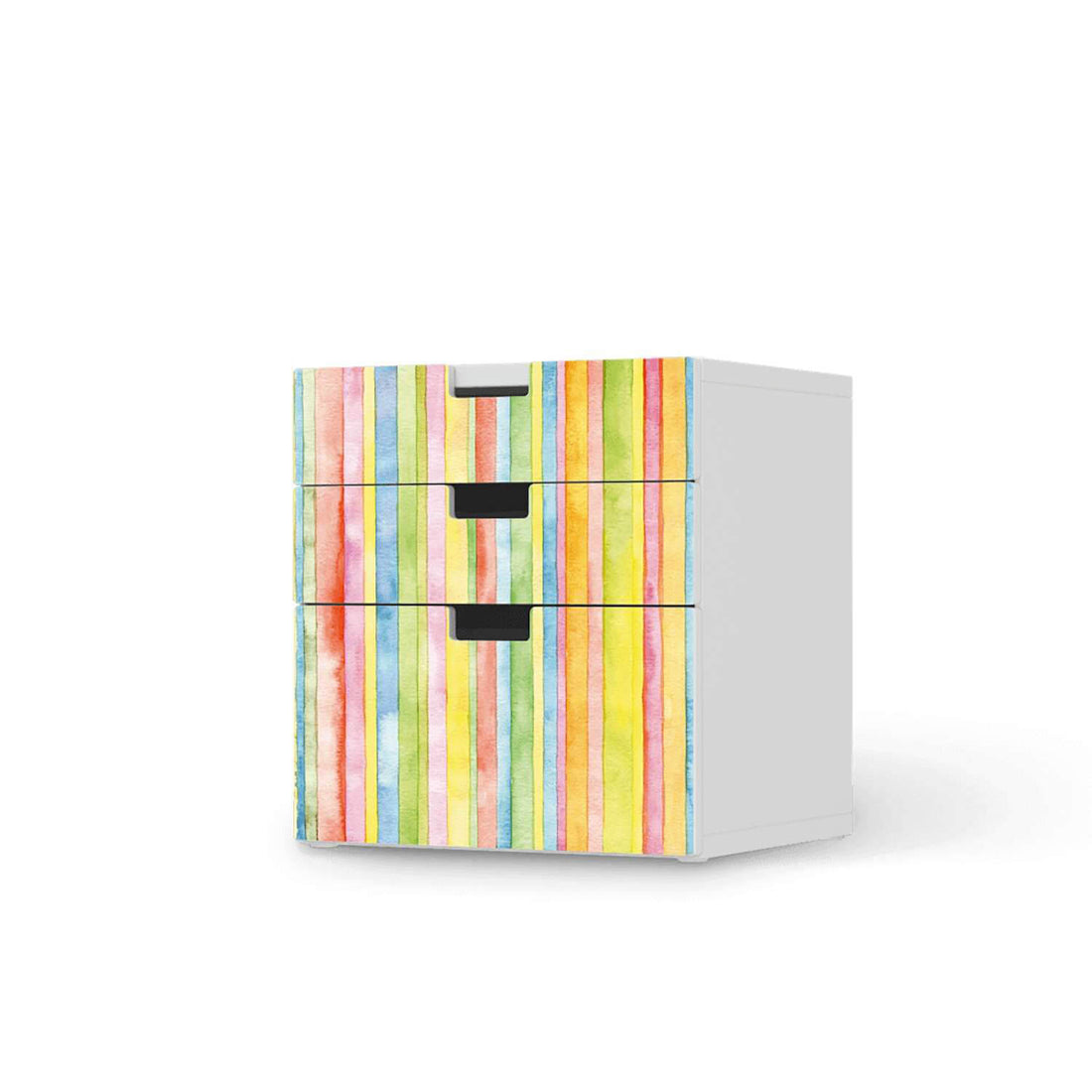 Folie für Möbel Watercolor Stripes - IKEA Stuva Kommode - 3 Schubladen (Kombination 1)  - weiss