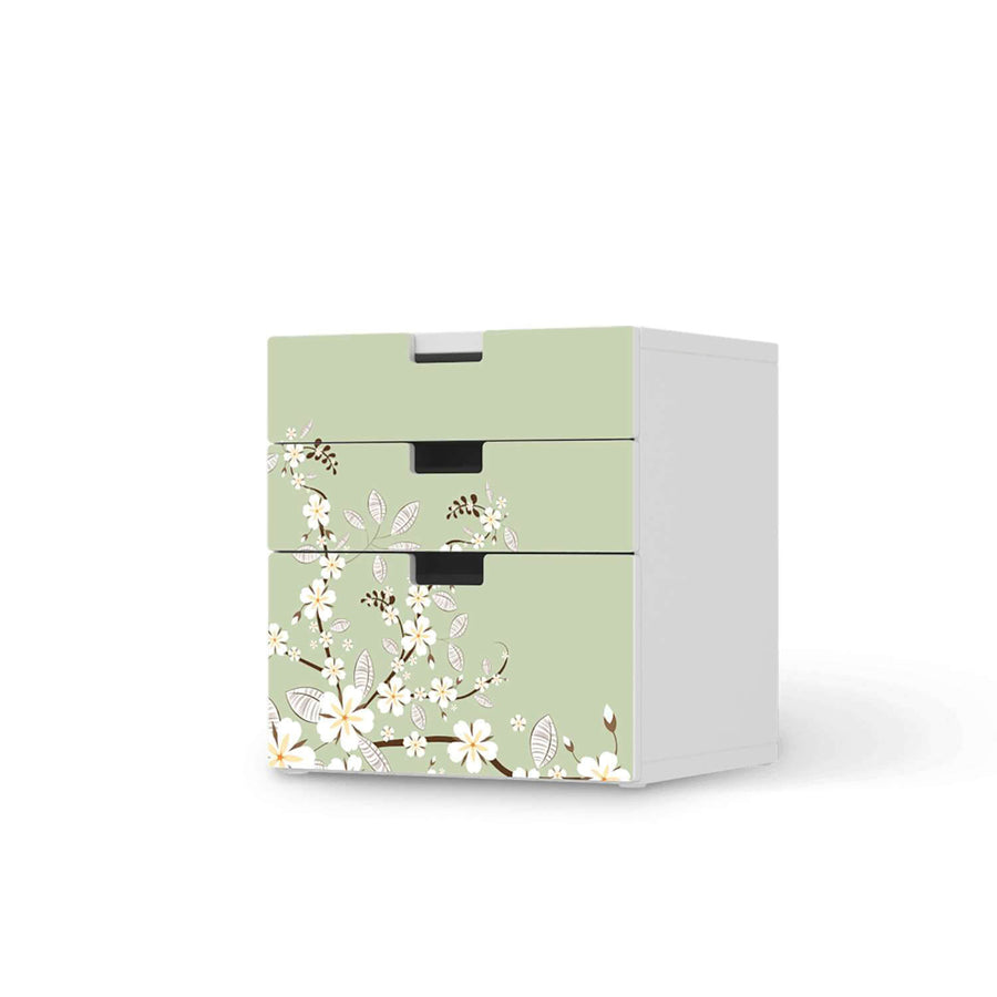 Folie für Möbel White Blossoms - IKEA Stuva Kommode - 3 Schubladen (Kombination 1)  - weiss