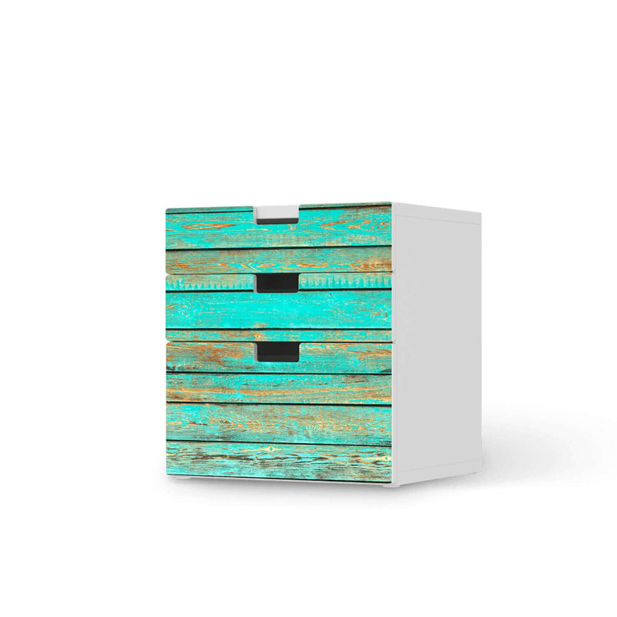 Folie für Möbel Wooden Aqua - IKEA Stuva Kommode - 3 Schubladen (Kombination 1)  - weiss