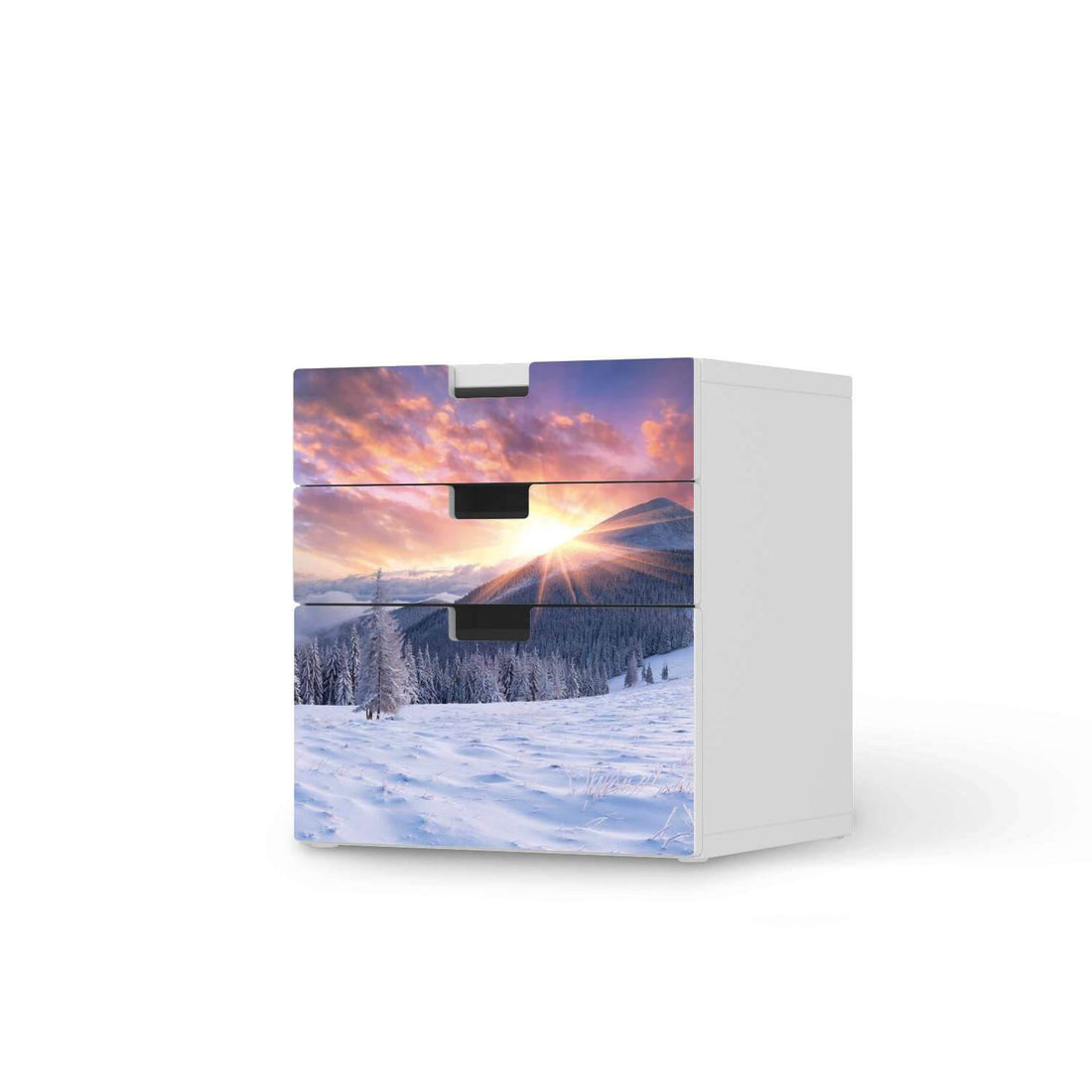 Folie für Möbel Zauberhafte Winterlandschaft - IKEA Stuva Kommode - 3 Schubladen (Kombination 1)  - weiss