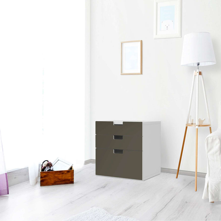 Folie für Möbel Braungrau Dark - IKEA Stuva Kommode - 3 Schubladen (Kombination 1) - Wohnzimmer