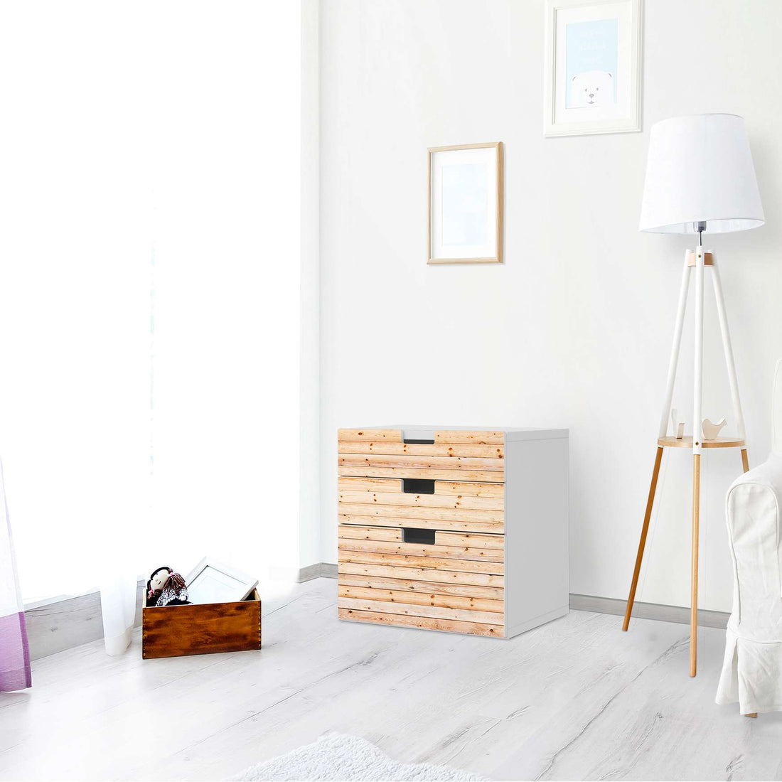 Folie für Möbel Bright Planks - IKEA Stuva Kommode - 3 Schubladen (Kombination 1) - Wohnzimmer