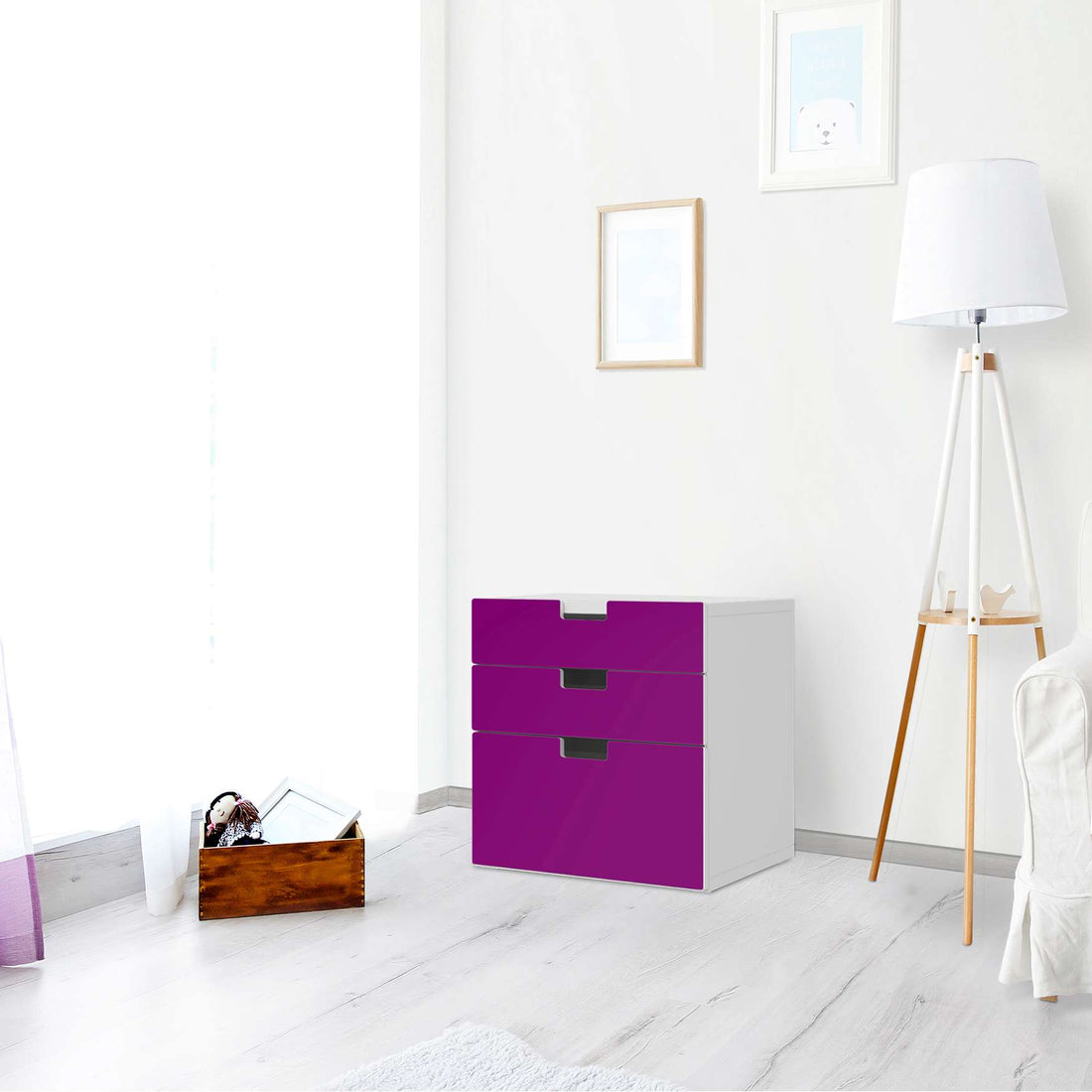 Folie für Möbel Flieder Dark - IKEA Stuva Kommode - 3 Schubladen (Kombination 1) - Wohnzimmer