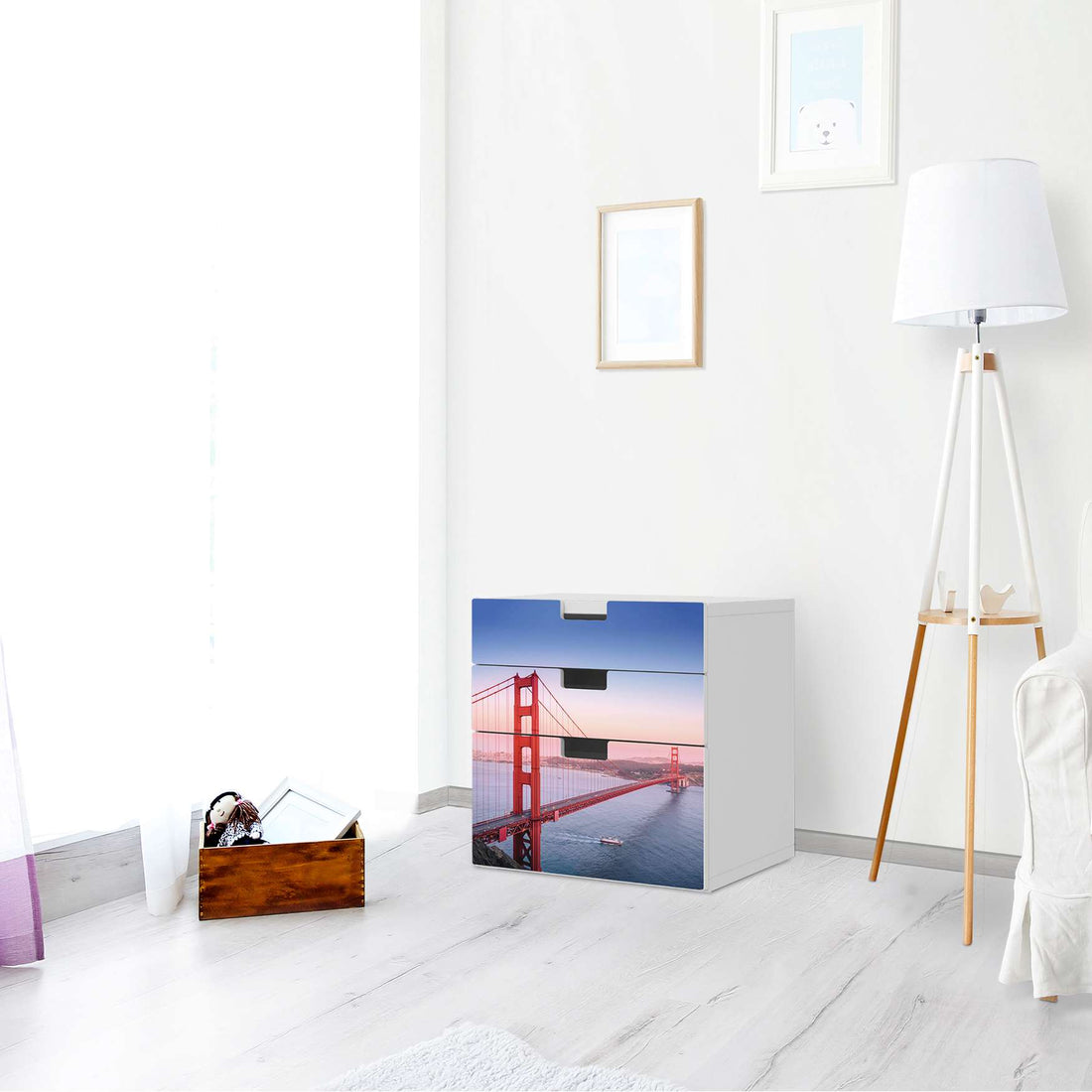 Folie für Möbel Golden Gate - IKEA Stuva Kommode - 3 Schubladen (Kombination 1) - Wohnzimmer