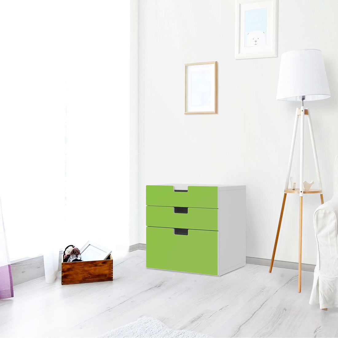 Folie für Möbel Hellgrün Dark - IKEA Stuva Kommode - 3 Schubladen (Kombination 1) - Wohnzimmer