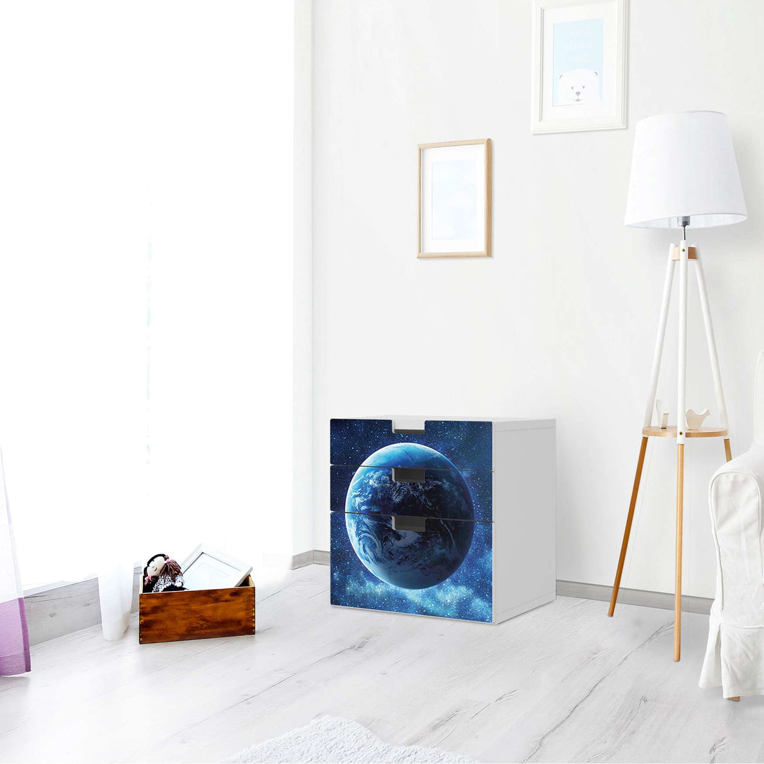 Folie für Möbel Planet Blue - IKEA Stuva Kommode - 3 Schubladen (Kombination 1) - Wohnzimmer