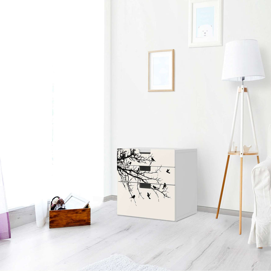 Folie für Möbel Tree and Birds 1 - IKEA Stuva Kommode - 3 Schubladen (Kombination 1) - Wohnzimmer