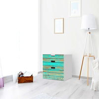 Folie für Möbel Wooden Aqua - IKEA Stuva Kommode - 3 Schubladen (Kombination 1) - Wohnzimmer