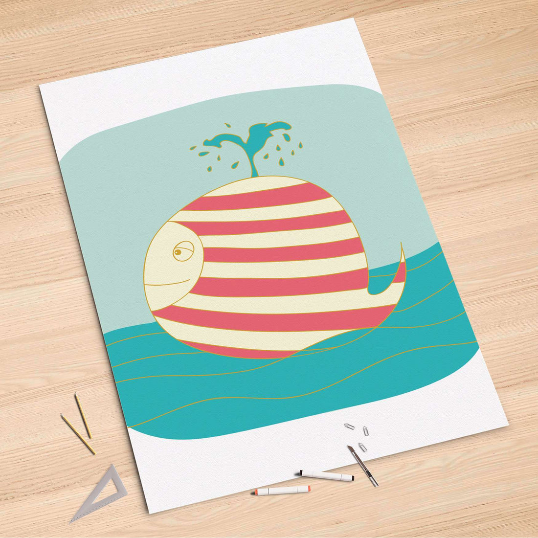 Folienbogen Funny Wale - 100x150 cm