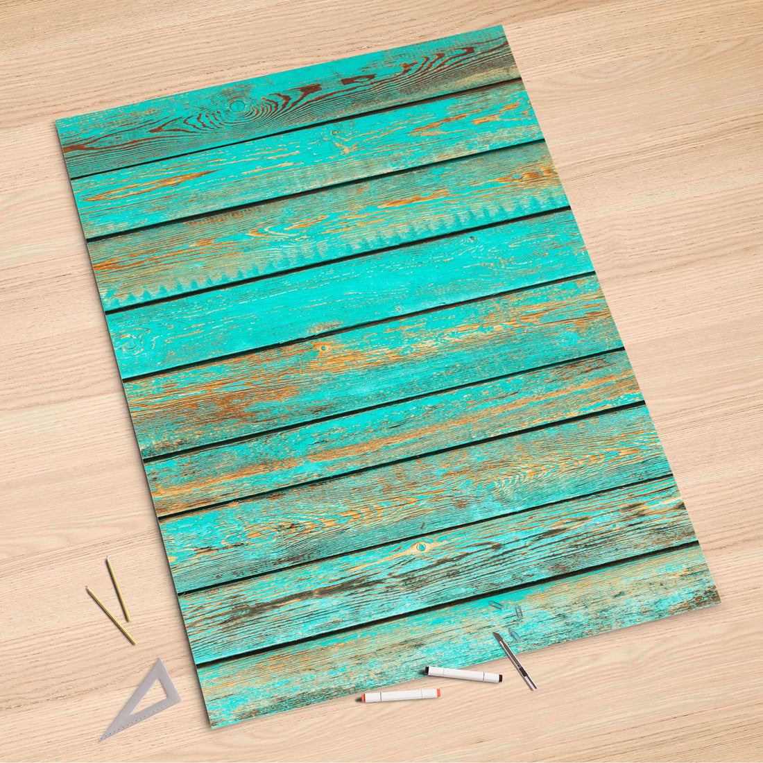 Folienbogen Wooden Aqua - 100x150 cm