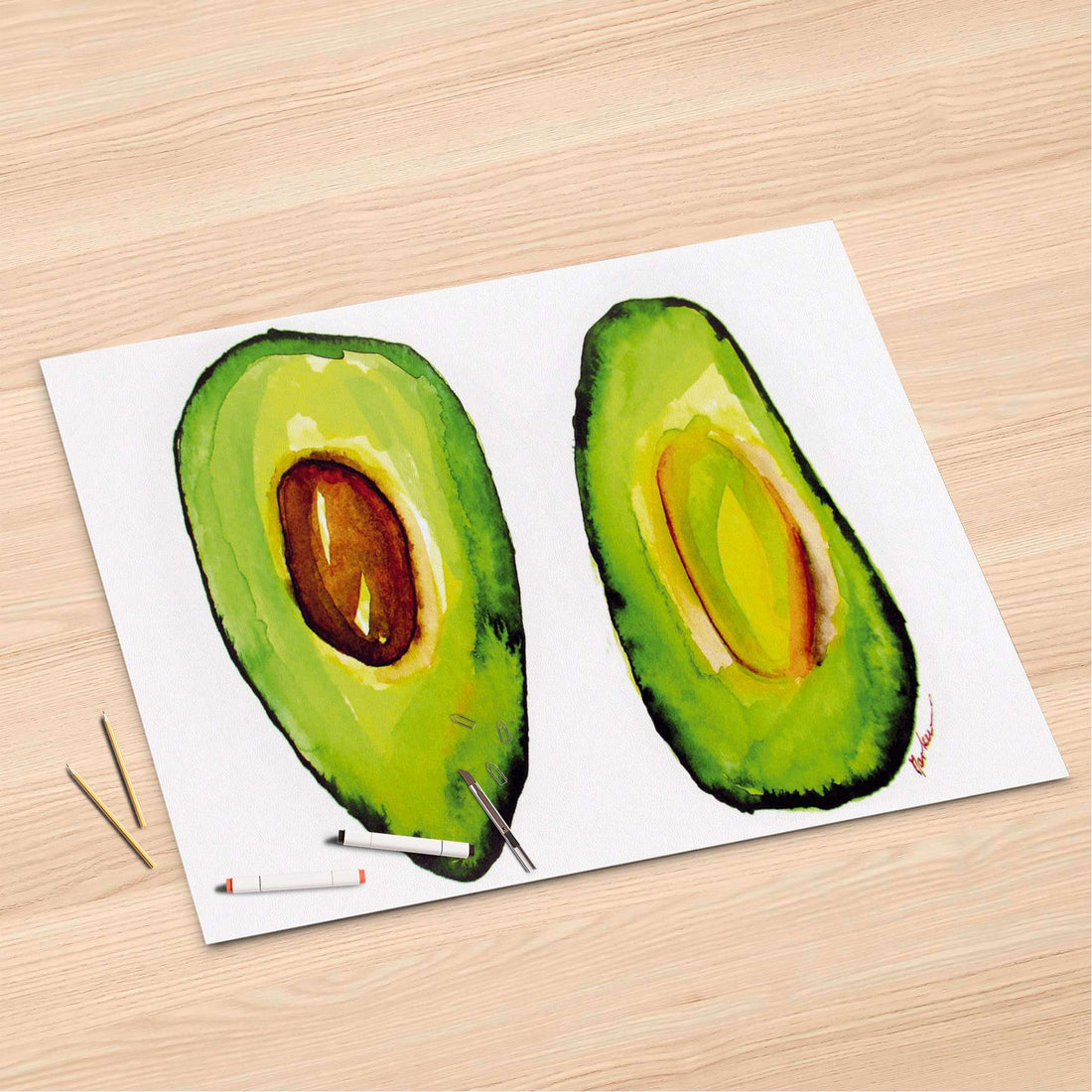Folienbogen Avocado halb und halb - 120x80 cm