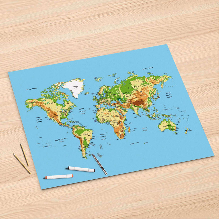 Folienbogen Geografische Weltkarte - 120x80 cm
