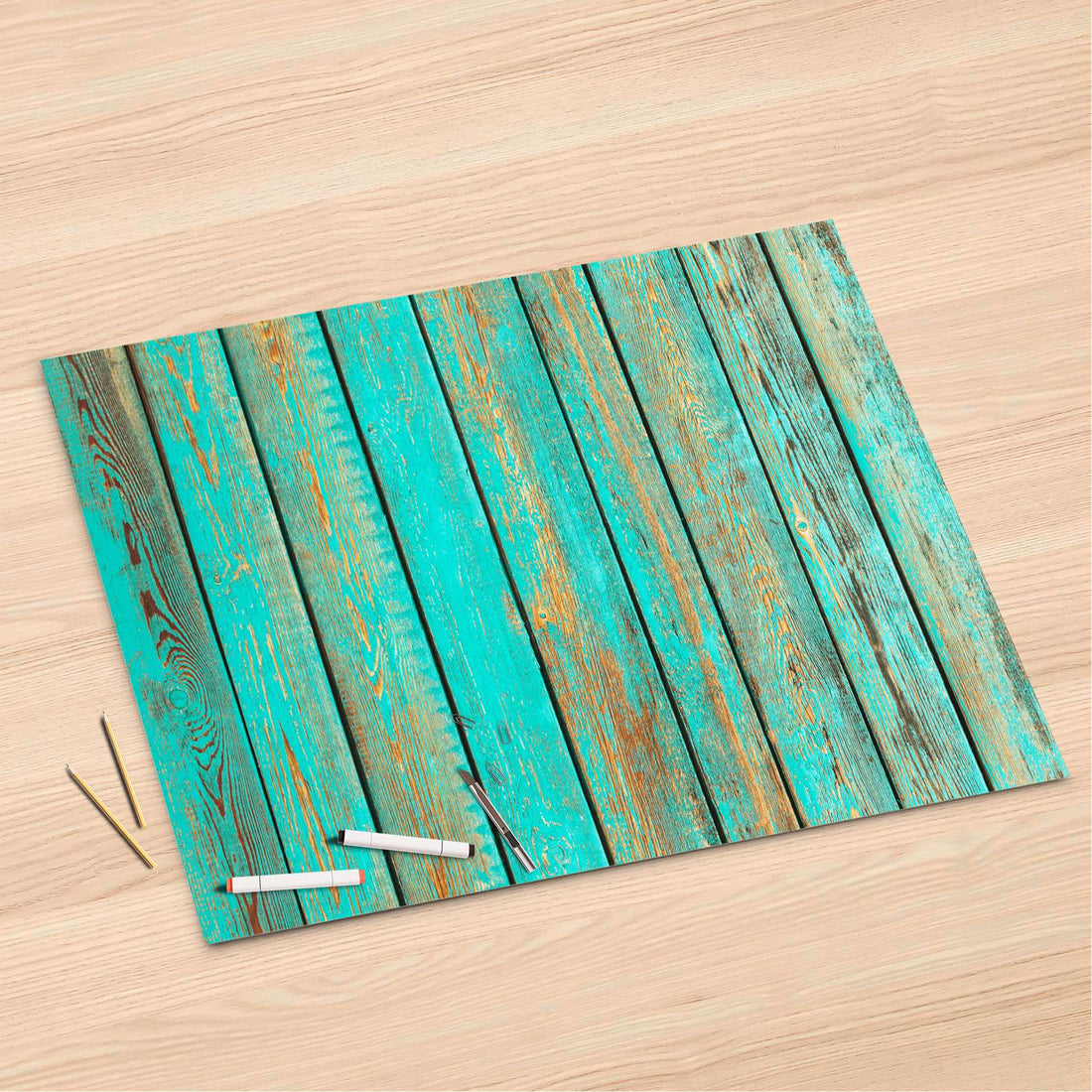 Folienbogen Wooden Aqua - 120x80 cm