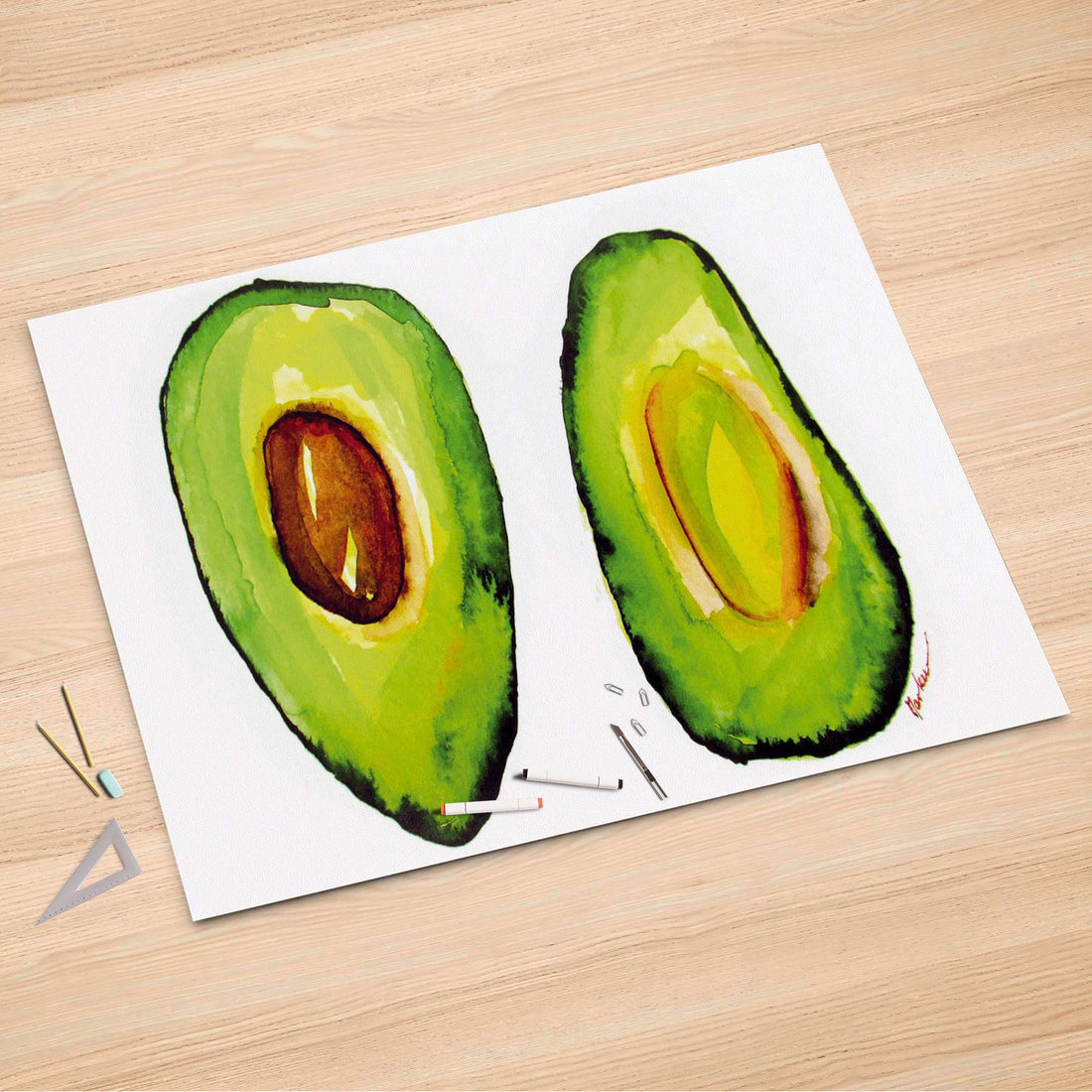 Folienbogen Avocado halb und halb - 150x100 cm