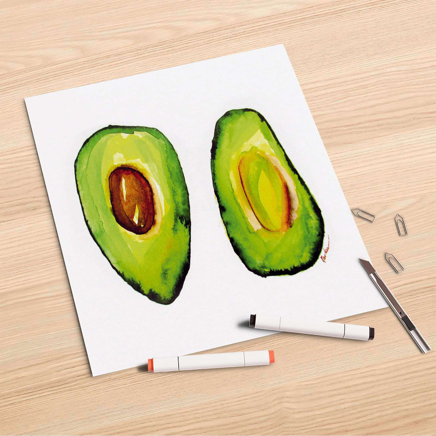 Folienbogen Avocado halb und halb - 30x30 cm