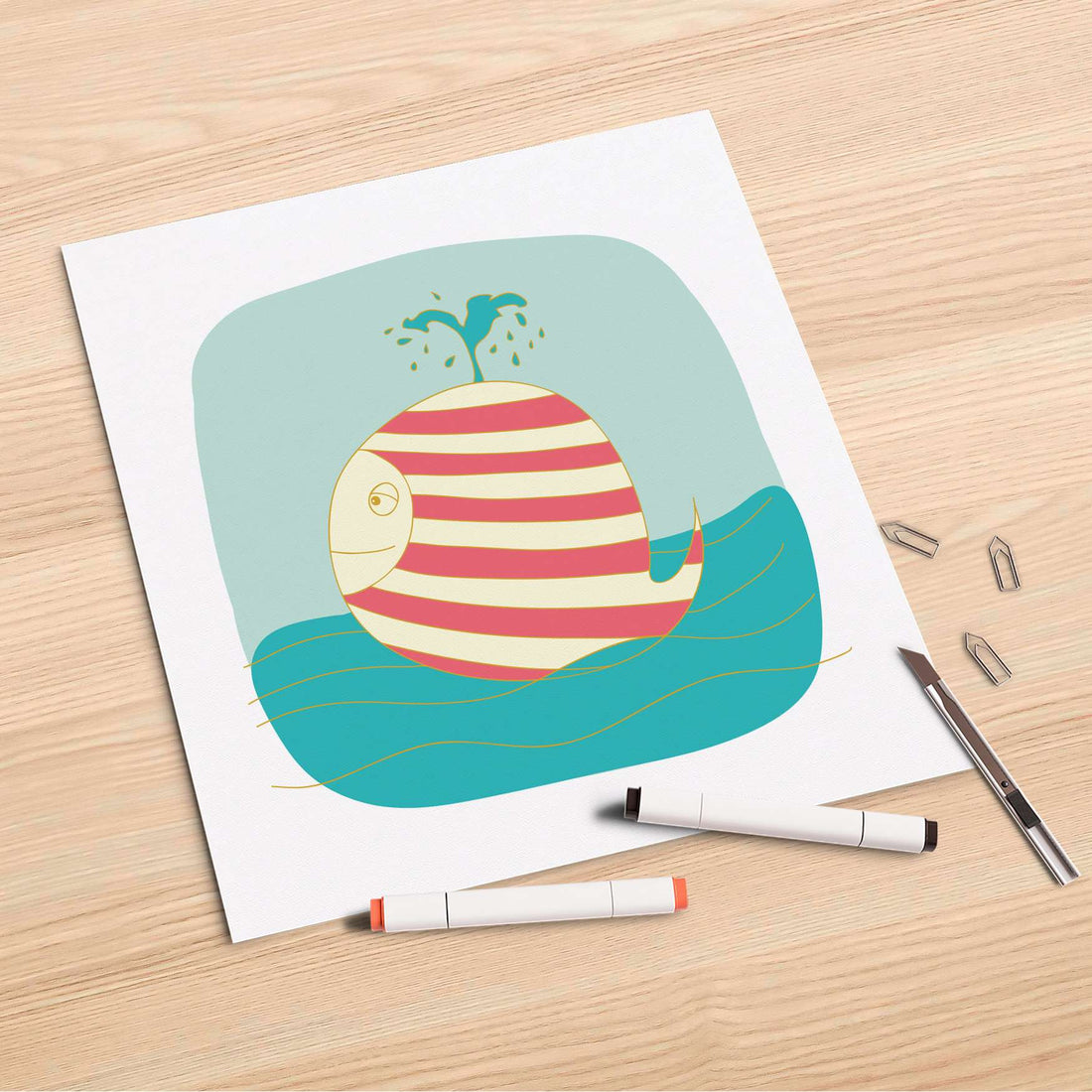 Folienbogen Funny Wale - 30x30 cm