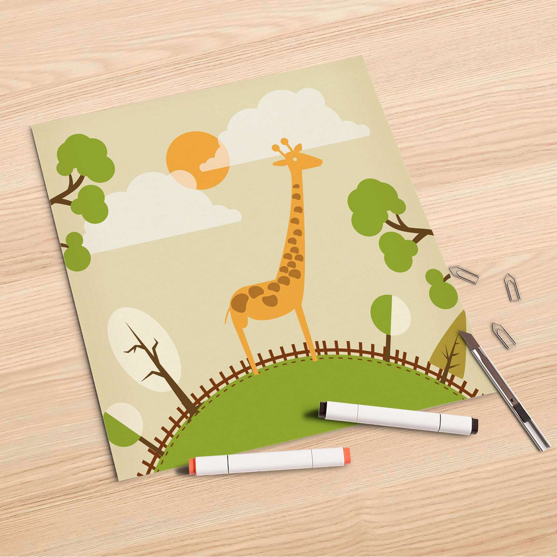 Folienbogen Mountain Giraffe - 30x30 cm